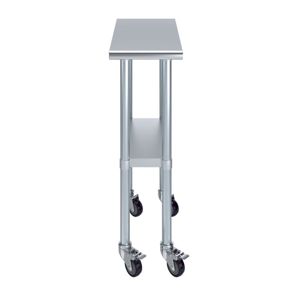 Amgood 24x12 Rolling Prep Table with Stainless Steel Top AMG WT-2412-WHEELS
